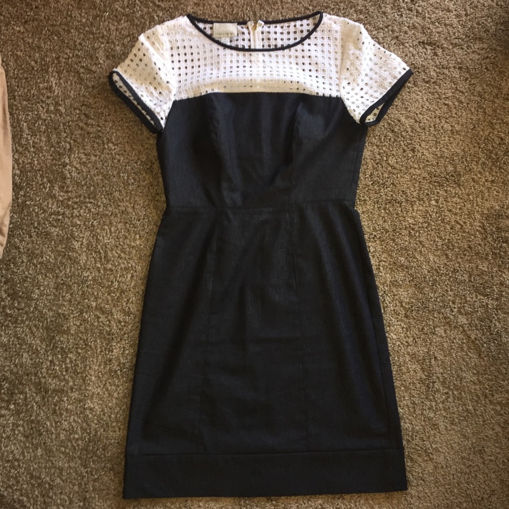 Donna Morgan Denim Dress with Eyelet Top, Size 4